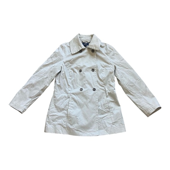 Brooks Brothers Trench Coat Hip Length Stretch Sz 4 Belted Cotton - Picture 1 of 5